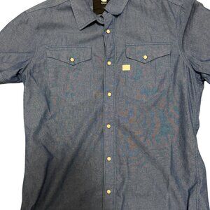 G-Star RAW Chambray Snap Shirt – Blue (Size L)